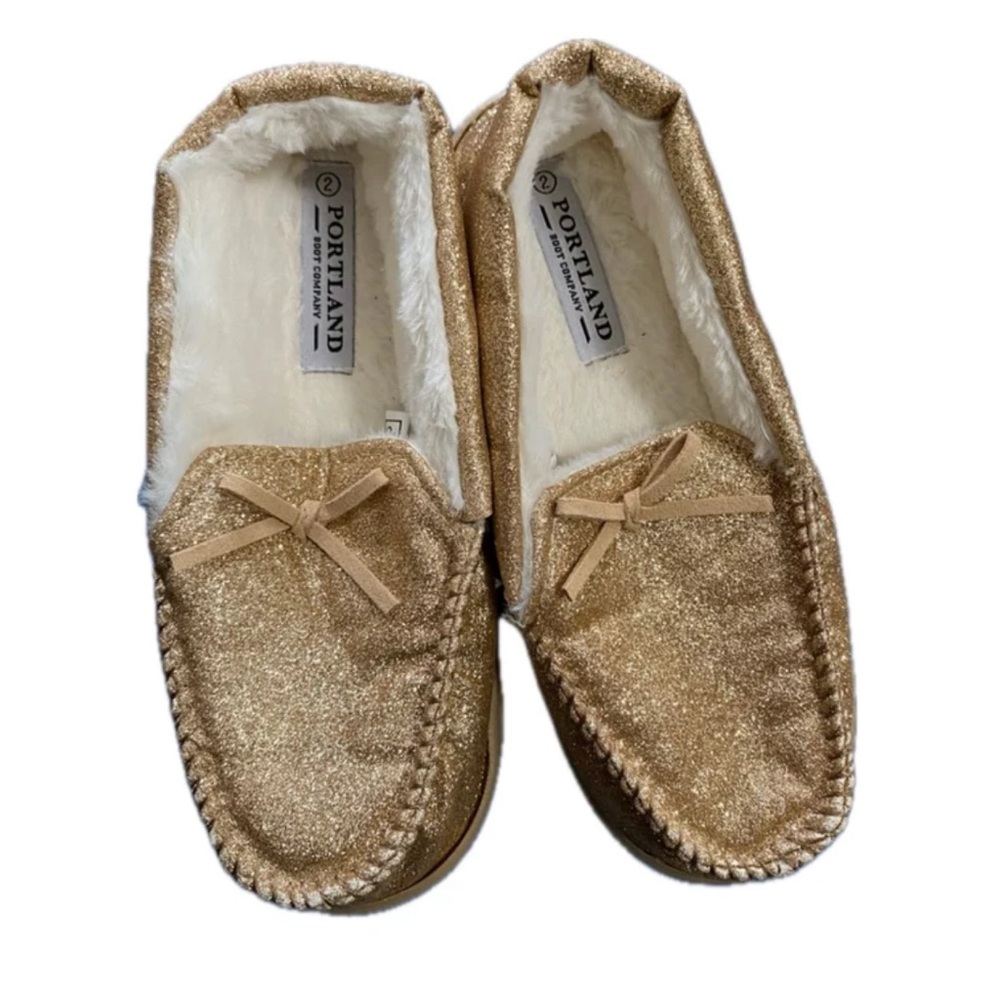 PORTLAND BIG GIRL SIZE 2 Portland Boot Company Glitter Mocs LIKE NEW!
